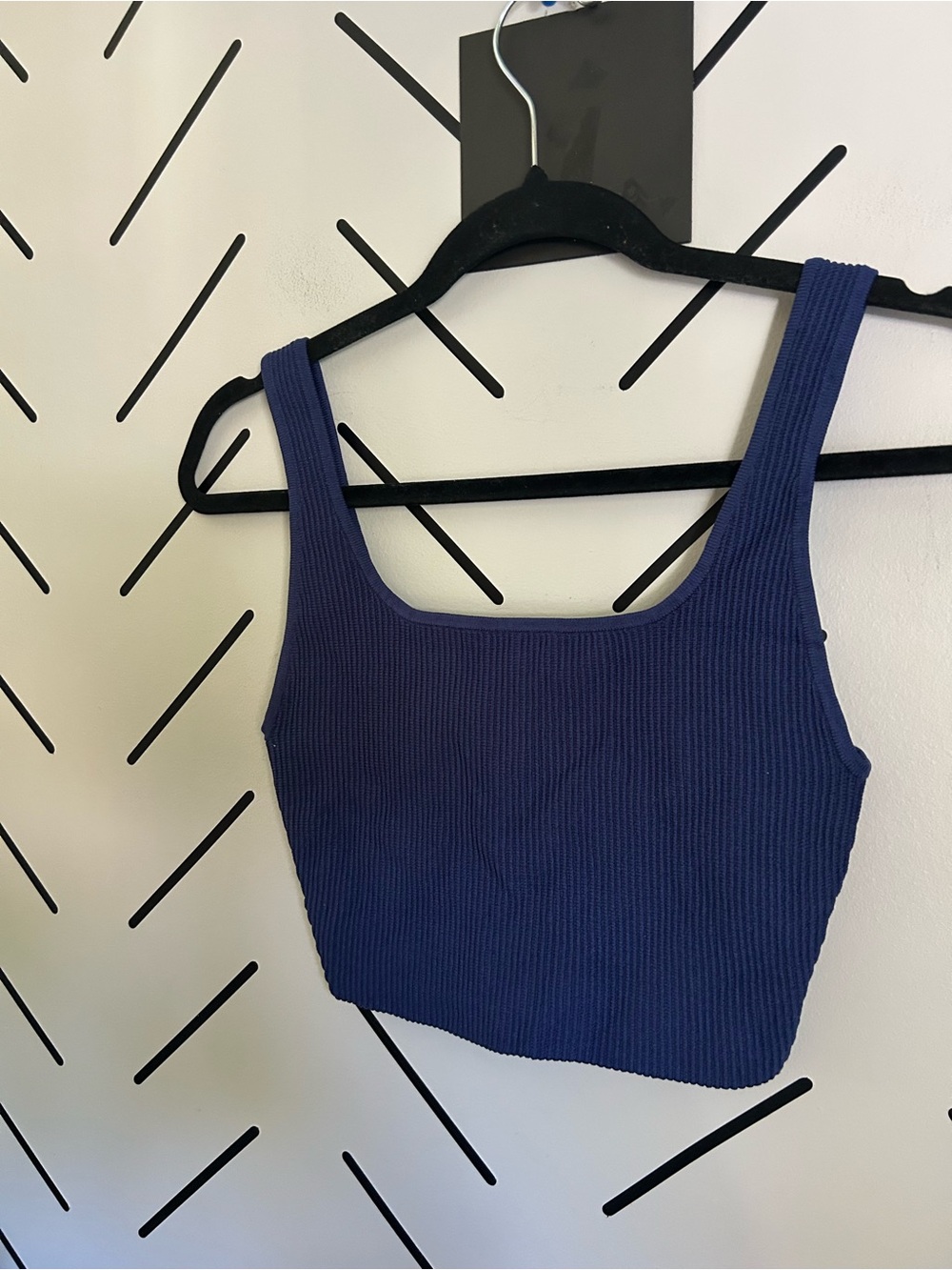 Aritzia Babaton sculpt knit square neck cropped tank blue